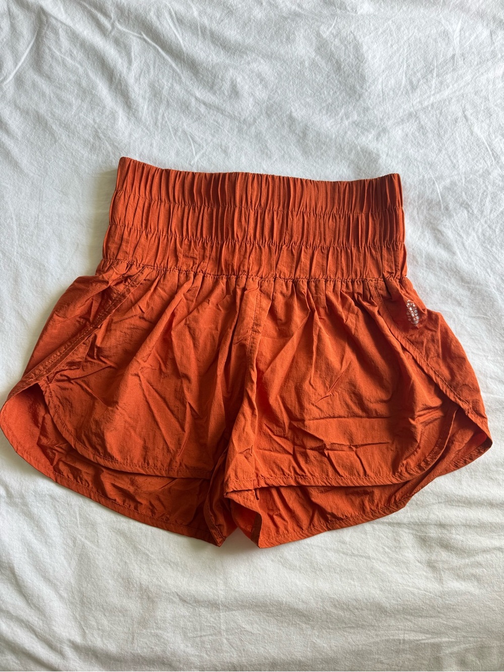 FP Movement by Free People Rust Orange Smocked Waist Athletic Shorts